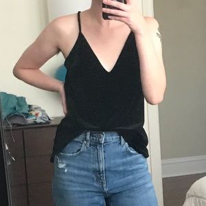 Black velvet tank top